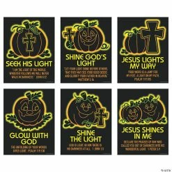 Outlet ⌛ Christian Neon Pumpkin Poster Set - 6 Pc. 🌟